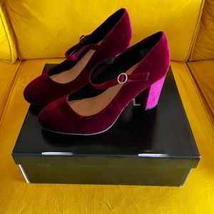 Torrid Wide Burgundy Velvet Mary Jane Pump